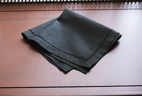 Hemstitch Handkerchief with Black colored - Click Image to Close